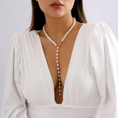 Round Beads Chain Beaded Pearl Niche Necklace